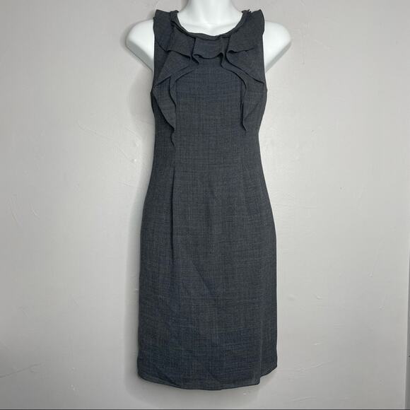 ELIE TAHARI Wool Office Siren Dress Women Size 2 Ruffle Sheath Work Professional - Picture 1 of 8